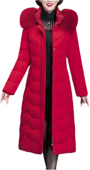 Women Thicken Warm Parkas Winter Hooded Puffer Jacket Long Cotton-Padded Middle Aged Mother Coat