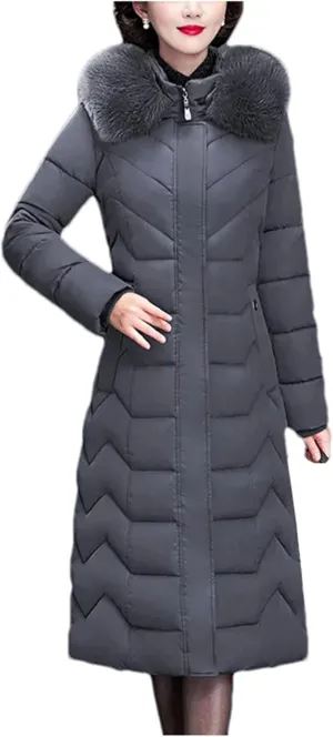Women Thicken Warm Parkas Winter Hooded Puffer Jacket Long Cotton-Padded Middle Aged Mother Coat
