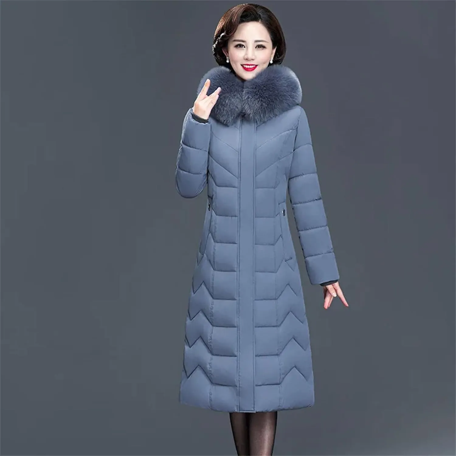 Women Thicken Warm Parkas Winter Hooded Puffer Jacket Long Cotton-Padded Middle Aged Mother Coat