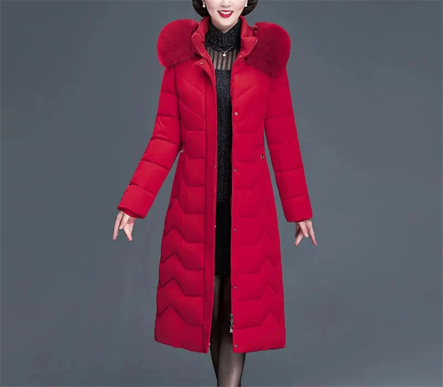 Women Thicken Warm Parkas Winter Hooded Puffer Jacket Long Cotton-Padded Middle Aged Mother Coat