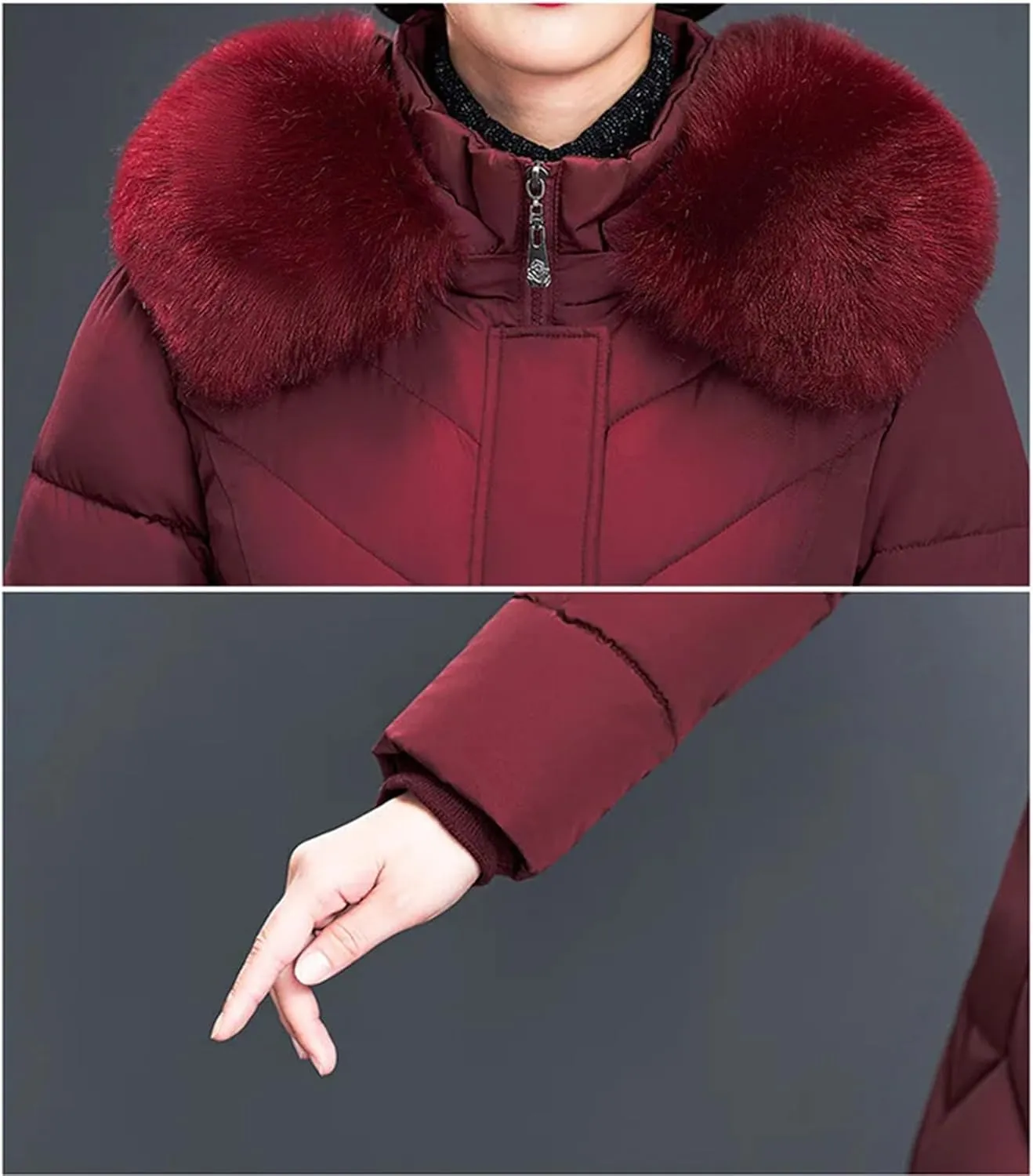 Women Thicken Warm Parkas Winter Hooded Puffer Jacket Long Cotton-Padded Middle Aged Mother Coat