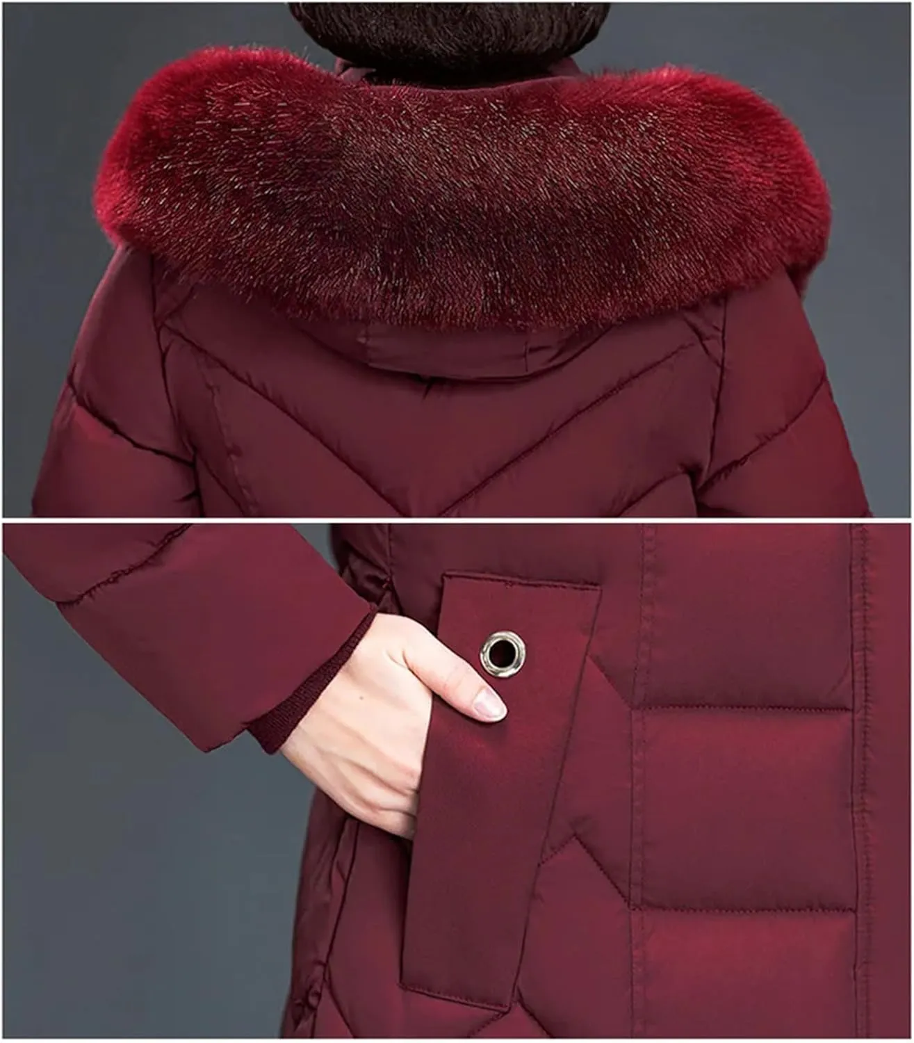 Women Thicken Warm Parkas Winter Hooded Puffer Jacket Long Cotton-Padded Middle Aged Mother Coat