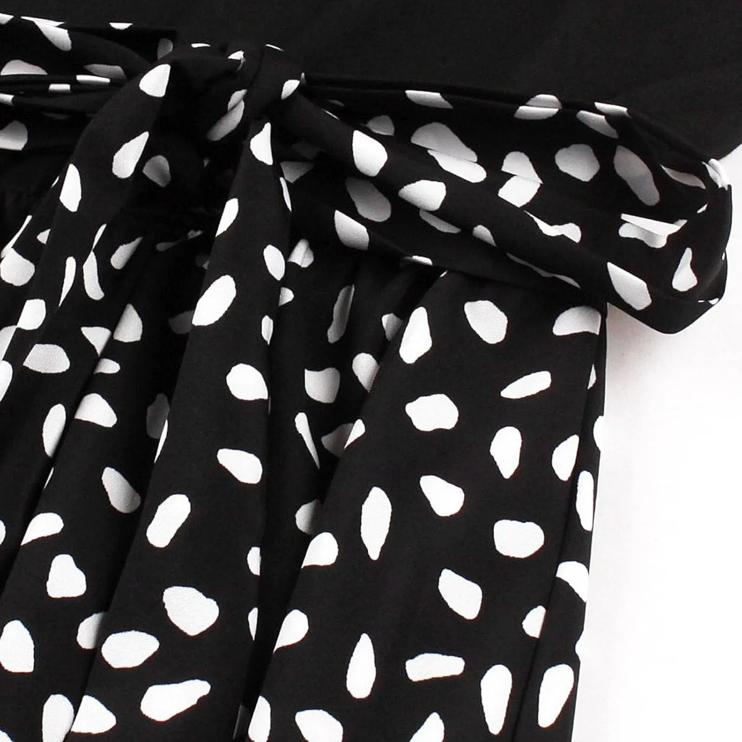Women Vintage Polka Dot 1950s Audrey Retro Rockabilly Prom Dress Causal Long Sleeve Ruffle Club Party Cocktail Dress