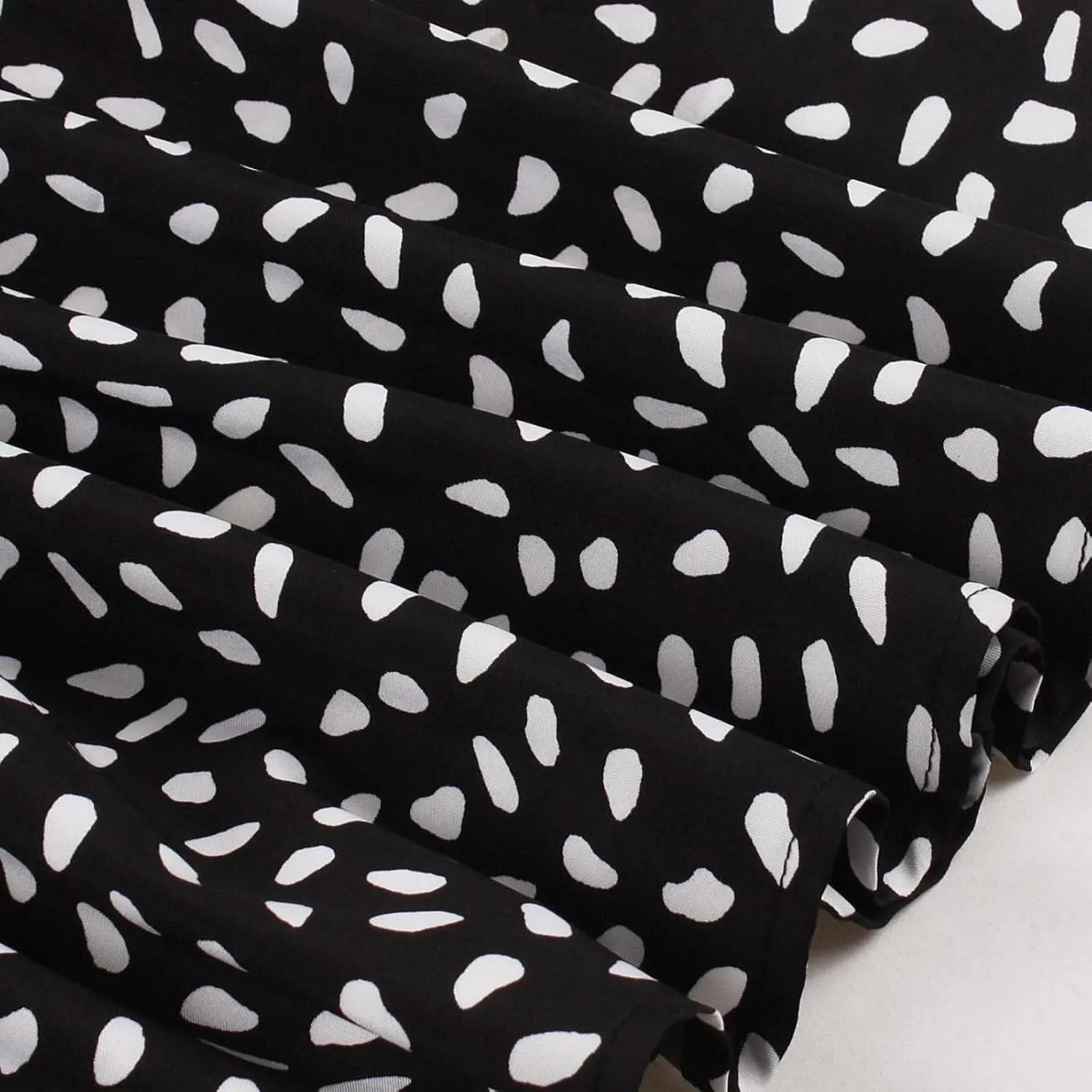 Women Vintage Polka Dot 1950s Audrey Retro Rockabilly Prom Dress Causal Long Sleeve Ruffle Club Party Cocktail Dress