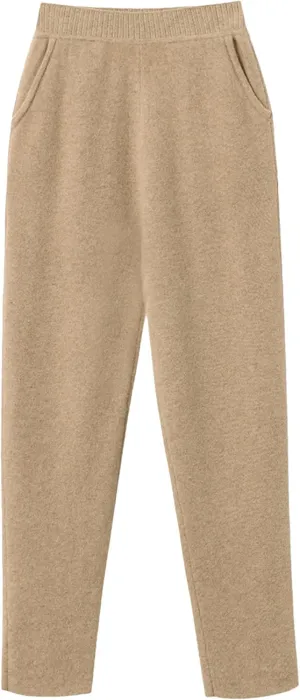 Women Winter 100% Merino Wool Pants High Waist Knited Pencil Pants Office Lady Business Casual Trousers
