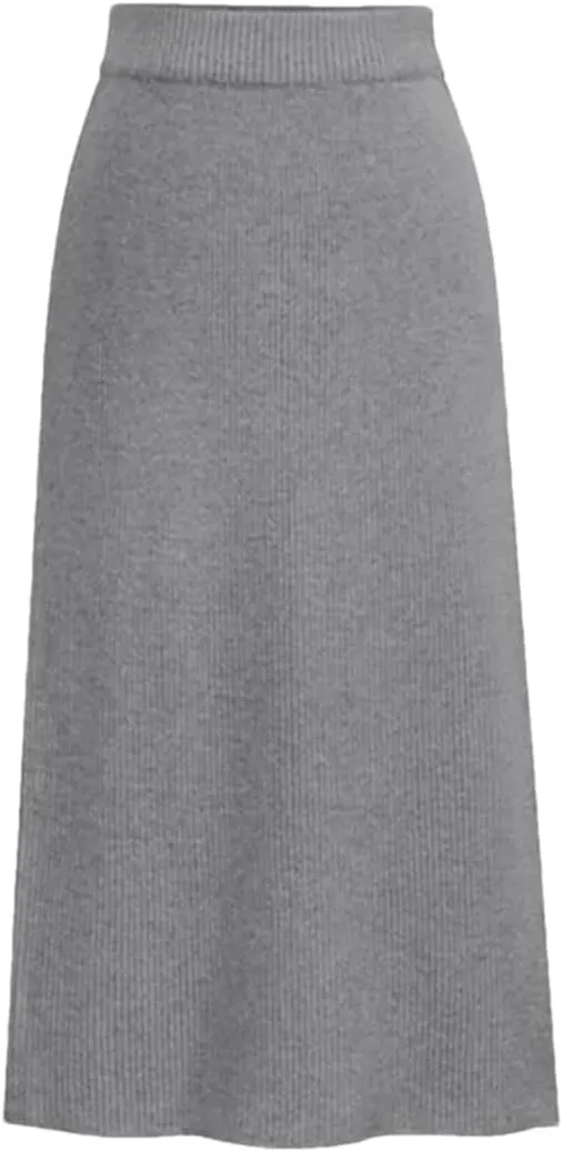 Women Wool Skirts Winter High Waist A-Line Pleated Skirt