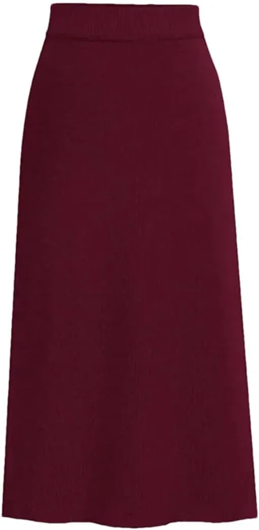 Women Wool Skirts Winter High Waist A-Line Pleated Skirt
