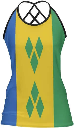 Women's Athletic Tank Saint Lucia Flag Casual Sleeveless Workout Shirts Top Slim Sports Vest Undershirt
