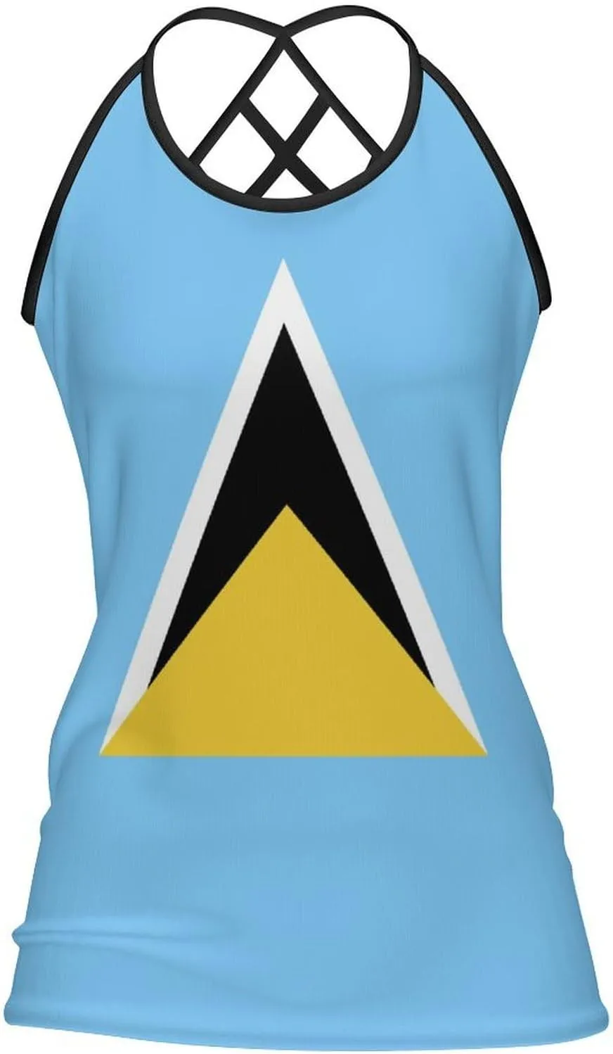 Women's Athletic Tank Saint Lucia Flag Casual Sleeveless Workout Shirts Top Slim Sports Vest Undershirt
