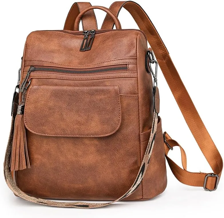 Women's Backpack Large Capacity Water Resistant Fashion College Bookbag Purse Teacher Doctor Nurse Leisure Bags (Brown-1)