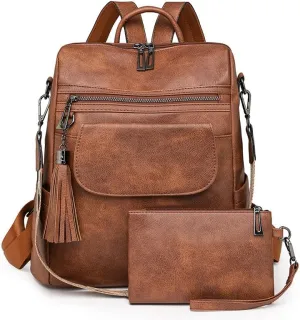 Women's Backpack Large Capacity Water Resistant Fashion College Bookbag Purse Teacher Doctor Nurse Leisure Bags (Brown-1)