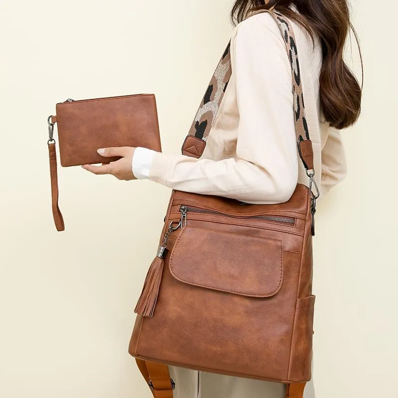 Women's Backpack Large Capacity Water Resistant Fashion College Bookbag Purse Teacher Doctor Nurse Leisure Bags (Brown-1)
