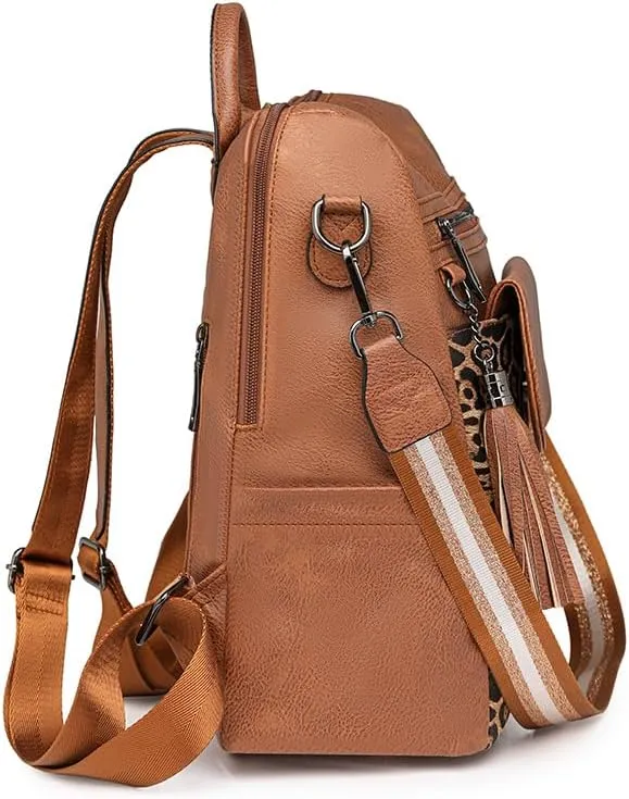 Women's Backpack Large Capacity Water Resistant Fashion College Bookbag Purse Teacher Doctor Nurse Leisure Bags (Brown-1)