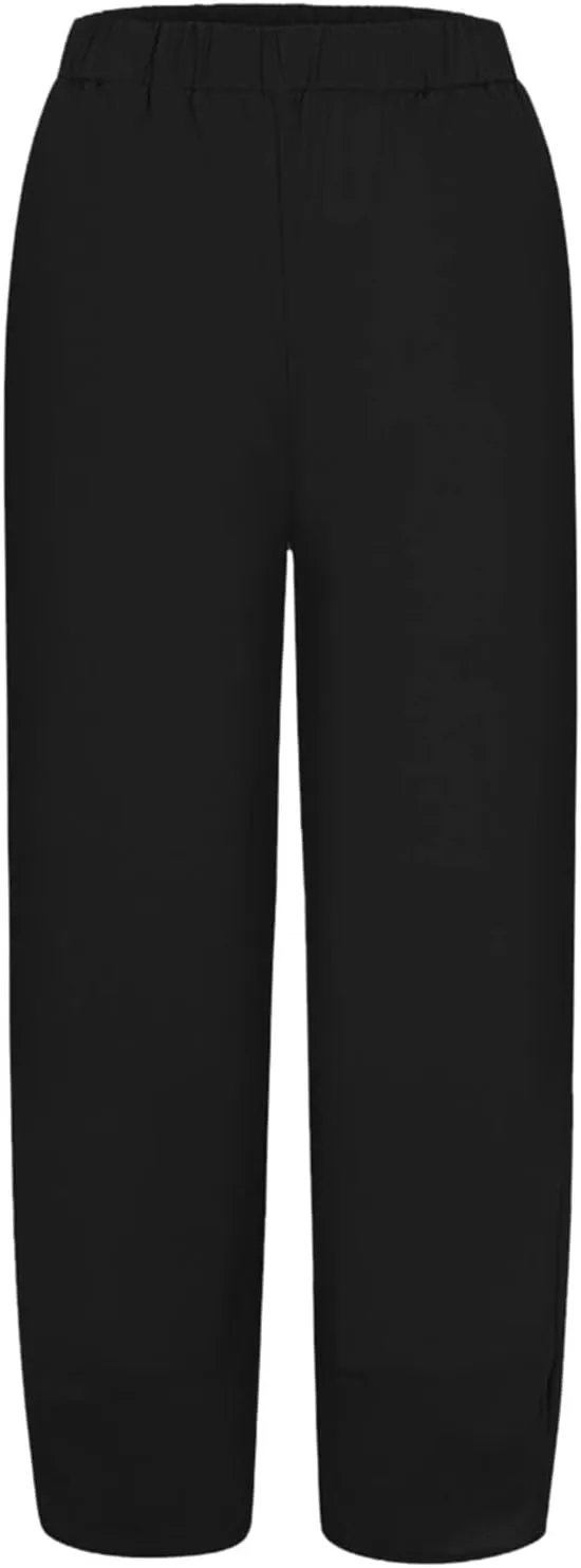 Women's Cotton Linen Harem Pants Lightweight Casual Cropped Trousers with Pockets Loose Beach Yoga Pants for Summer