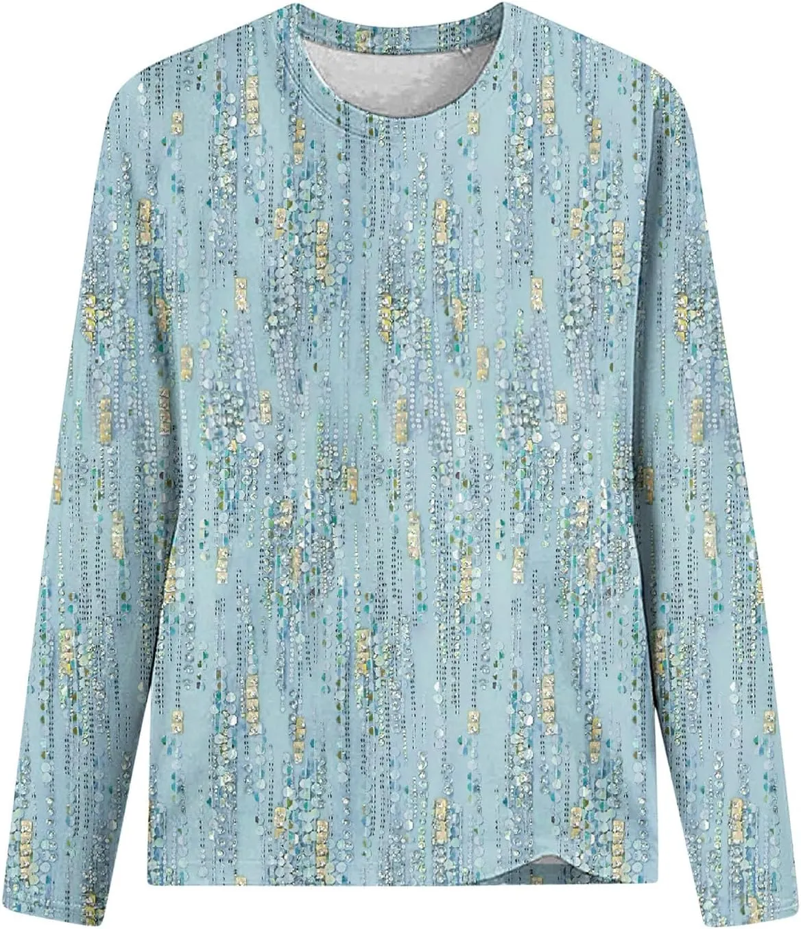 Womens Cute Long Sleeve Tops Trendy 2023 Floral Print Tunic Shirts Crewneck Loose Comfy Blouses Dressy Casual