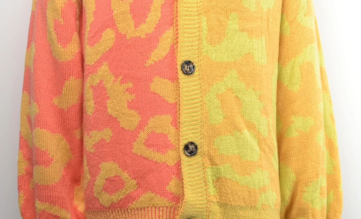 Women's Fall Color Block Leopard Print Cardigan Sweater Button Down Ribbed Knit Coatigan Coat
