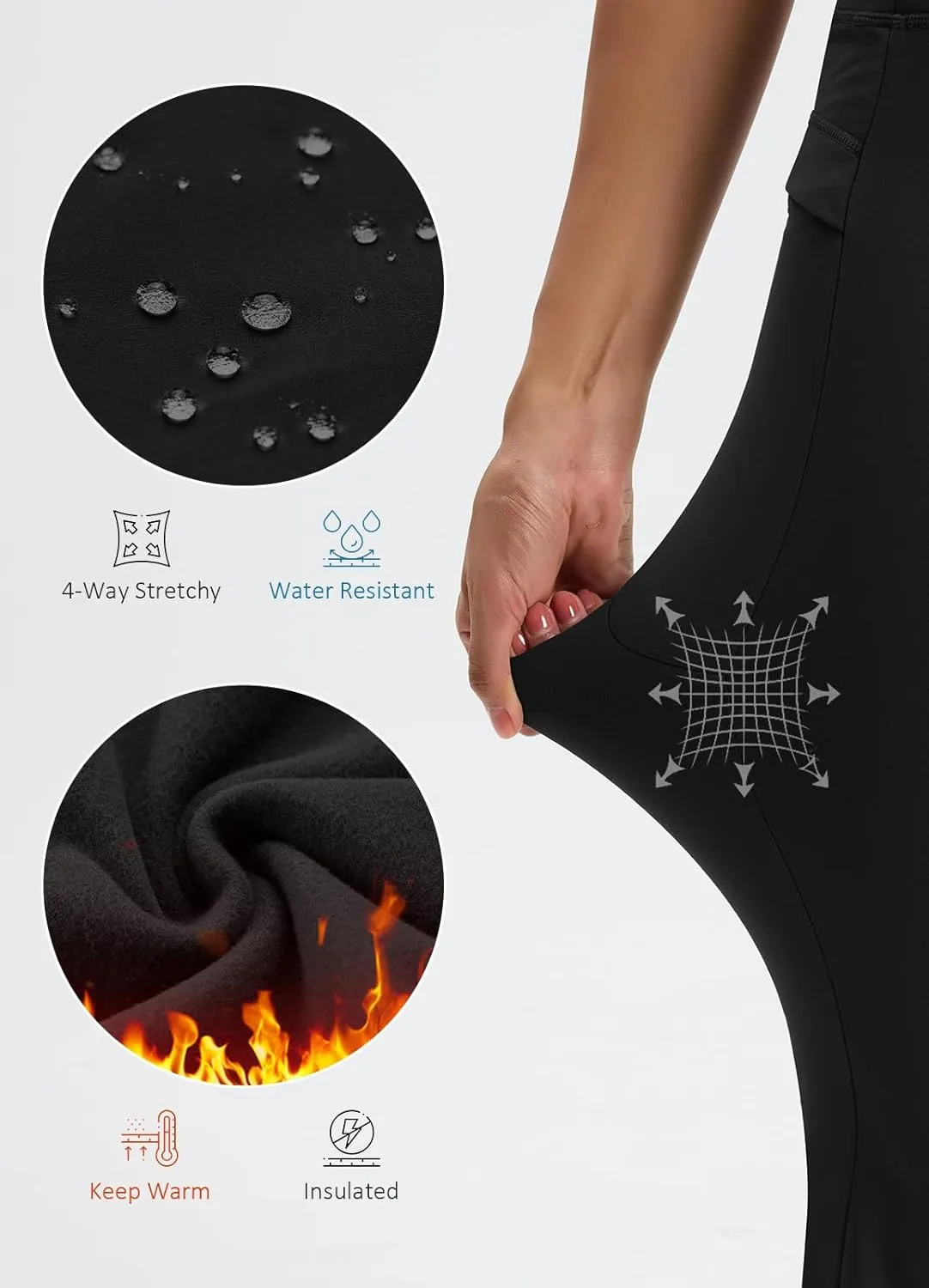 Women's Fleece Lined Pants Straight Leg Thermal Sweatpants Water Resistant Hiking Yoga Dress Pants Flare Leggings