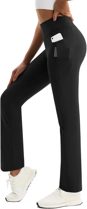 Women's Fleece Lined Pants Straight Leg Thermal Sweatpants Water Resistant Hiking Yoga Dress Pants Flare Leggings