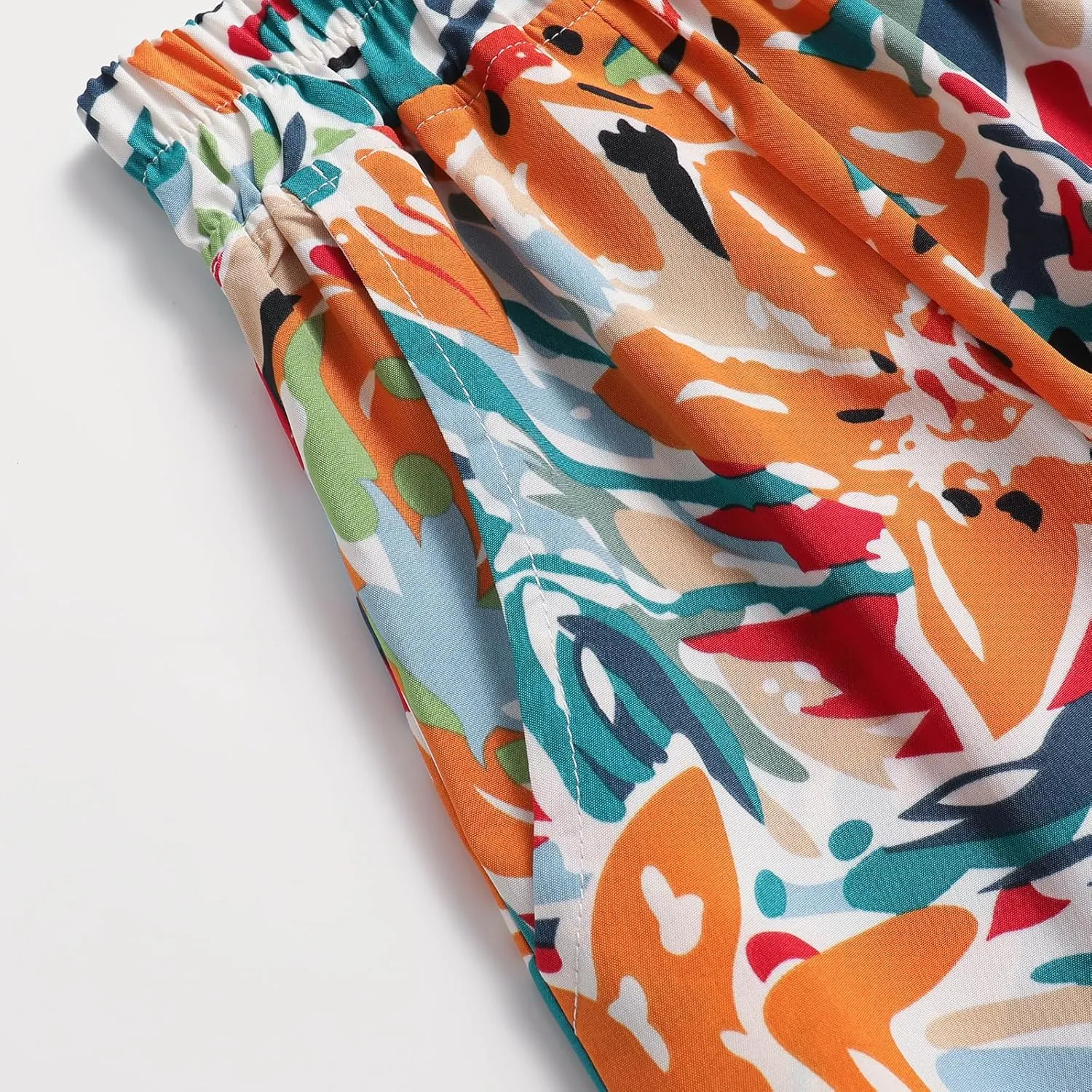 Women's High Waist Elastic Waist Skirt Printed with Pocket A-line Skirt in Spring Summer and Autumn