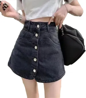 Women's High Waisted A- Line Denim Skirt Summer Casual Vintage Stretch Jean Skirt