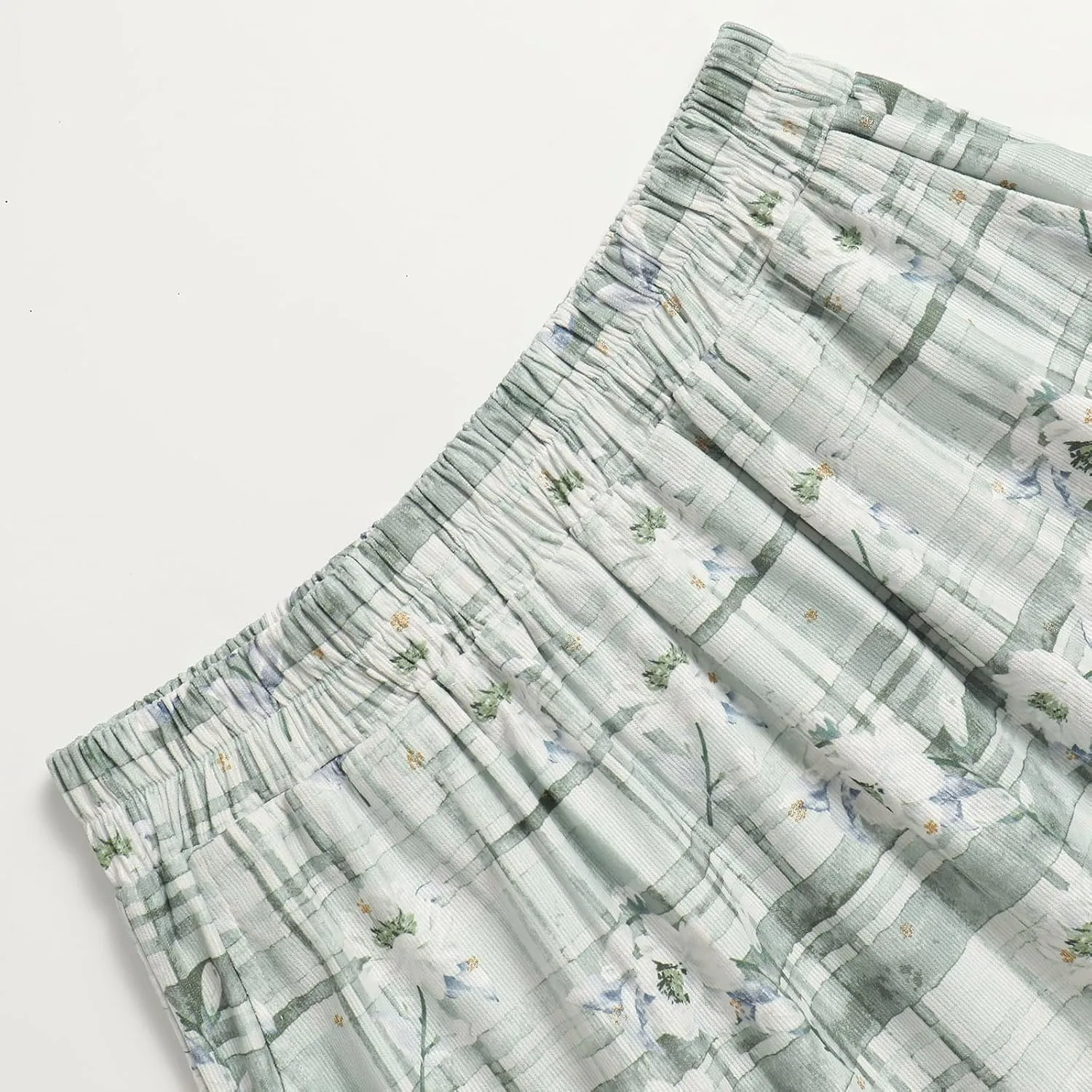 Women's High-Waisted Printed Skirt Elasticated Waist Autumn-Winter Skirt with Pockets and Pleated MIDI Skirt