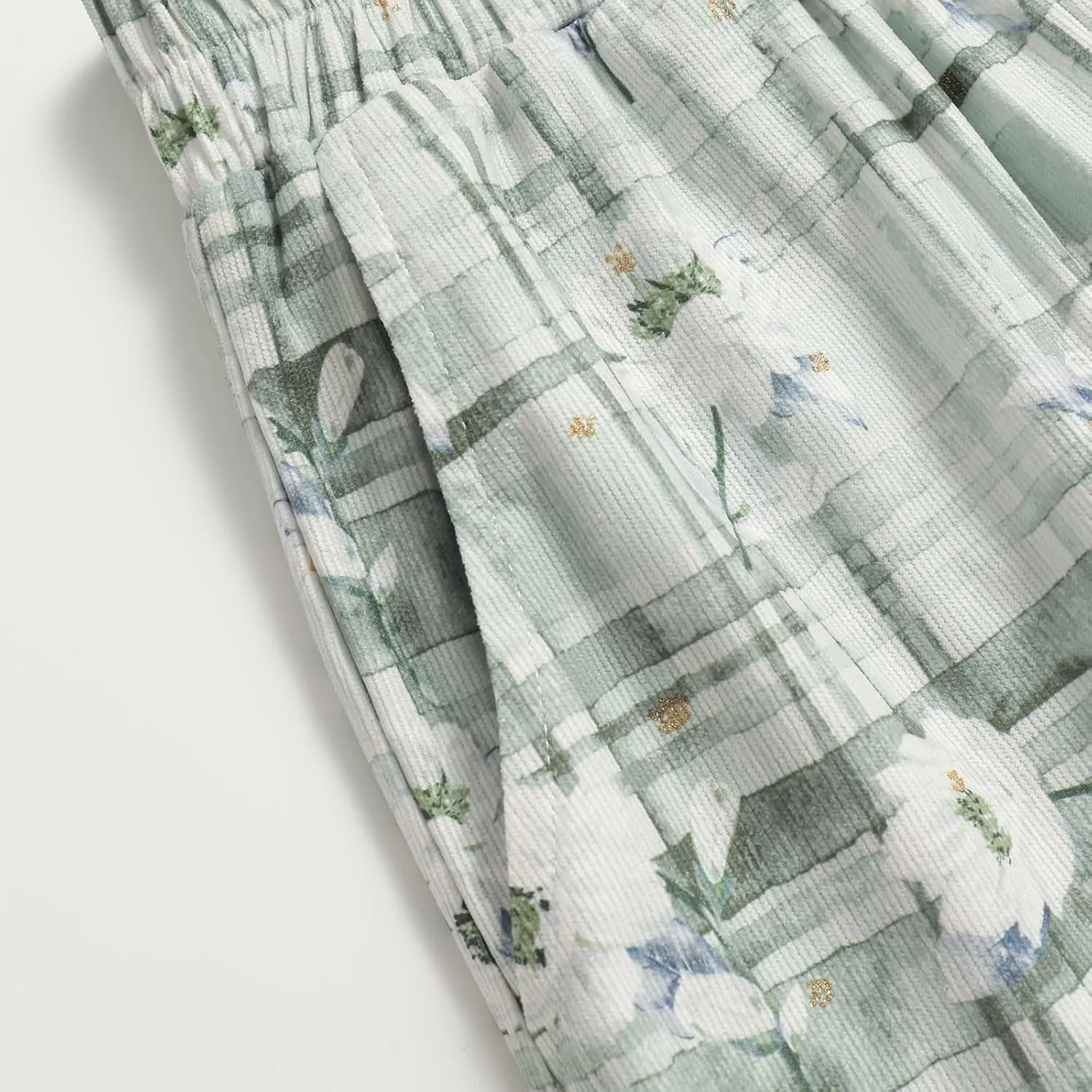 Women's High-Waisted Printed Skirt Elasticated Waist Autumn-Winter Skirt with Pockets and Pleated MIDI Skirt