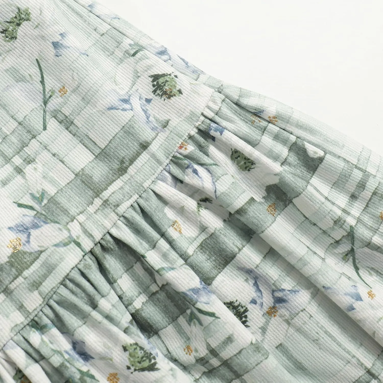 Women's High-Waisted Printed Skirt Elasticated Waist Autumn-Winter Skirt with Pockets and Pleated MIDI Skirt
