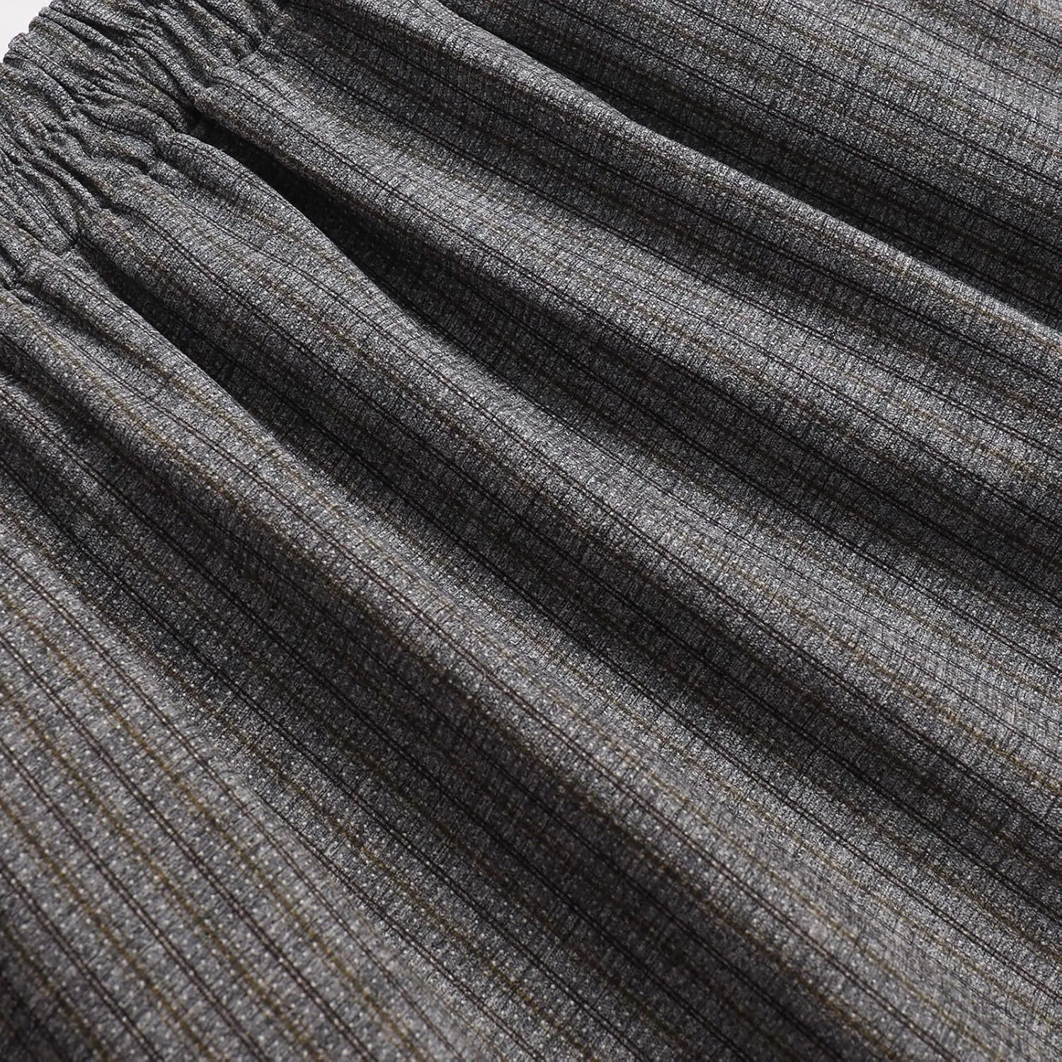 Women's High-Waisted Striped Skirt Elasticated Waist Autumn/Winter Hemline Pleated MIDI Skirt with Side Pockets
