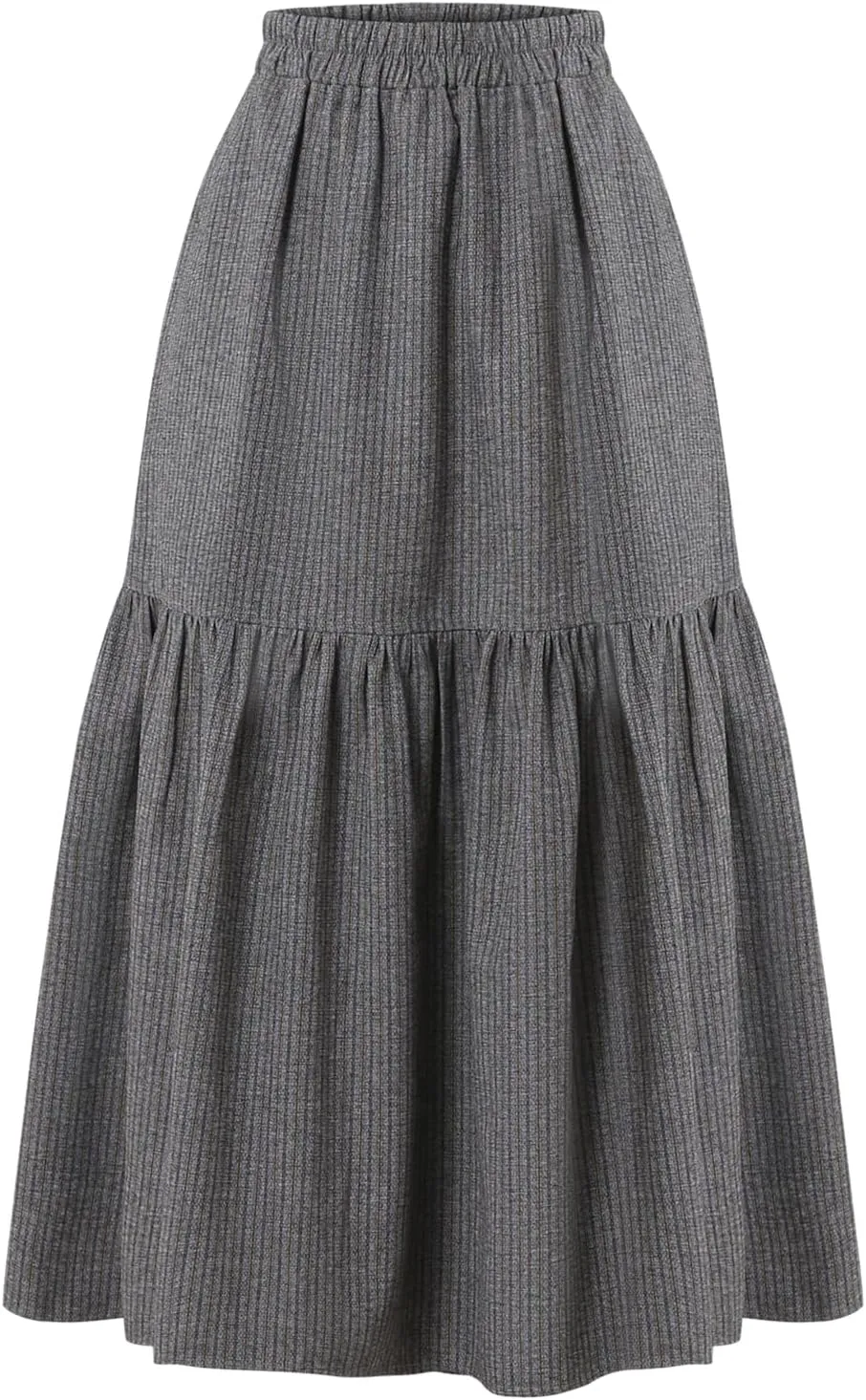 Women's High-Waisted Striped Skirt Elasticated Waist Autumn/Winter Hemline Pleated MIDI Skirt with Side Pockets