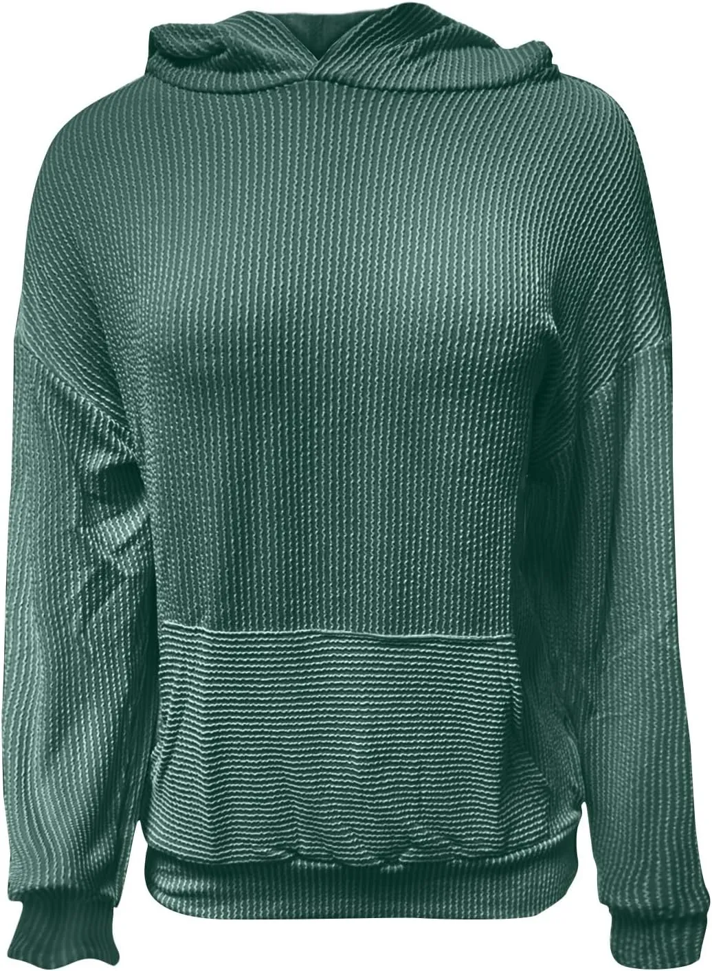 Womens Hoodies Y2k Loose Pullover Casual Long Sleeve Shirts Trendy Ribbed Knit Cute Fall Tunic Hoodies with Pocket