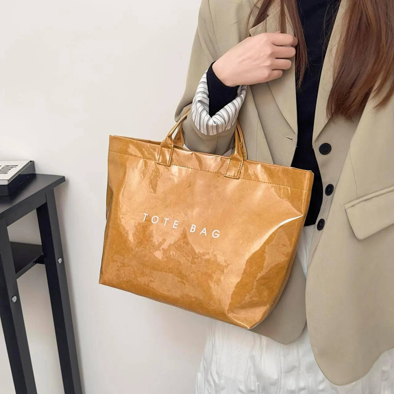 Women's Large PVC Tote Bag Clear Plastic Handbags Top Handle Handbag, Clear Bag for Women Large Carry All Tote Bag