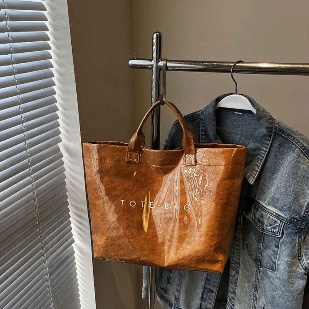Women's Large PVC Tote Bag Clear Plastic Handbags Top Handle Handbag, Clear Bag for Women Large Carry All Tote Bag