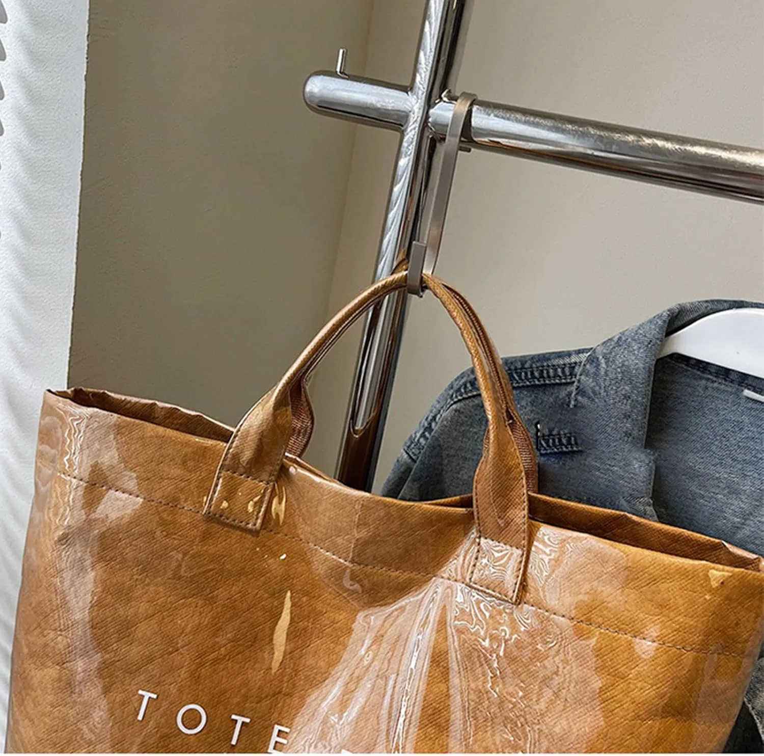 Women's Large PVC Tote Bag Clear Plastic Handbags Top Handle Handbag, Clear Bag for Women Large Carry All Tote Bag