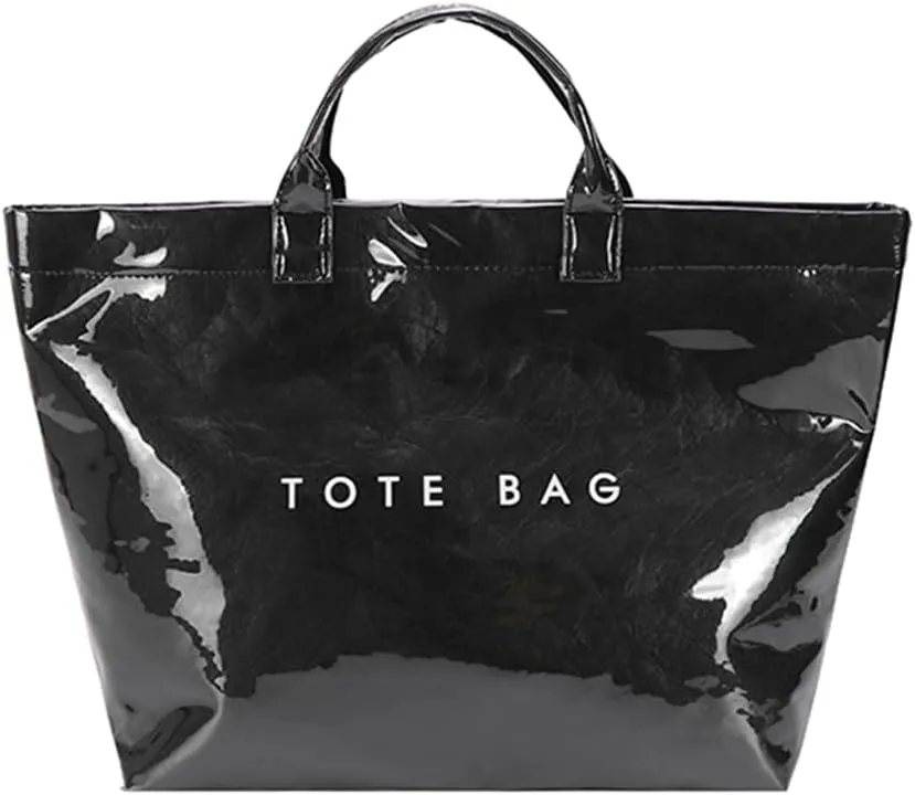 Women's Large PVC Tote Bag Clear Plastic Handbags Top Handle Handbag, Clear Bag for Women Large Carry All Tote Bag