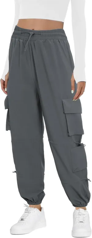 Women's Lightweight Cargo Pants Quick Dry Joggers with 6 Pockets Elastic Waist and Water-Resistant Hiking Pants