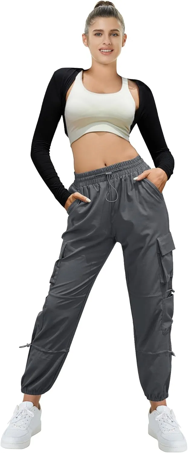 Women's Lightweight Cargo Pants Quick Dry Joggers with 6 Pockets Elastic Waist and Water-Resistant Hiking Pants