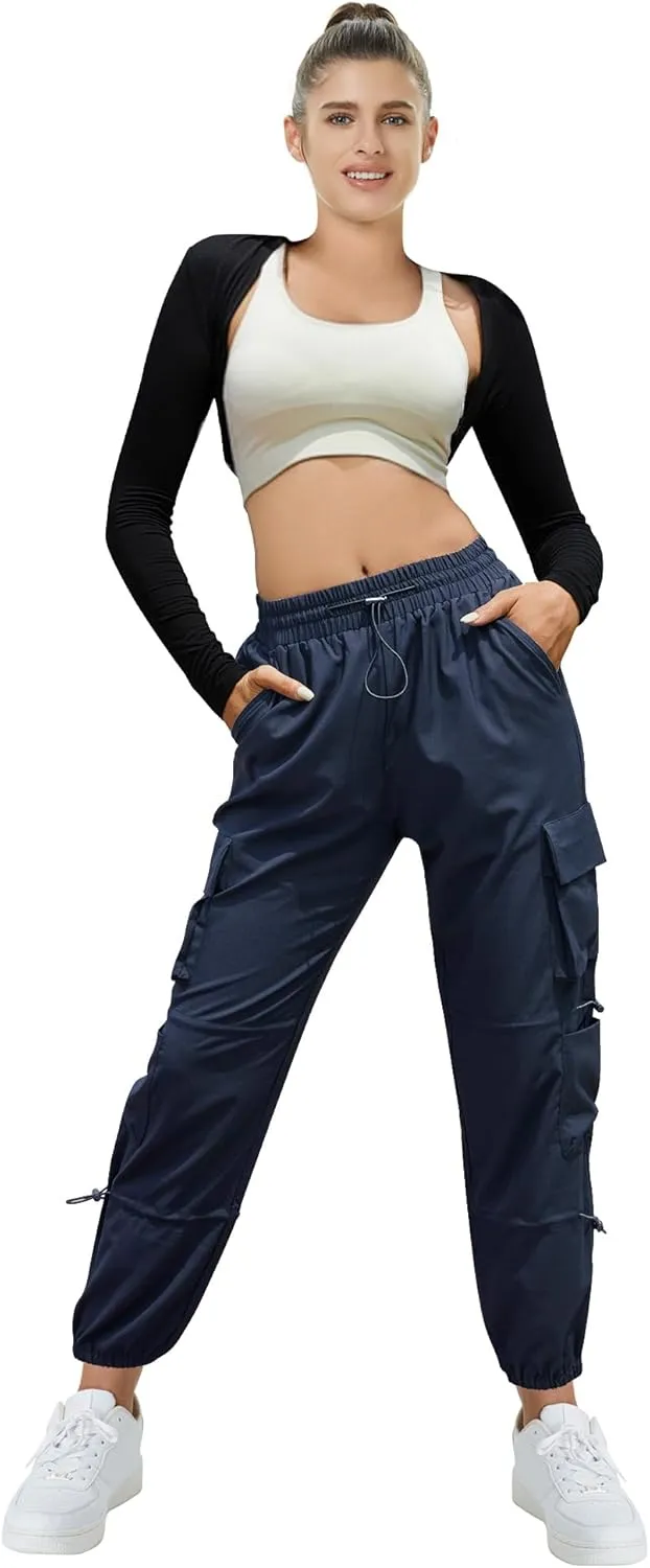 Women's Lightweight Cargo Pants Quick Dry Joggers with 6 Pockets Elastic Waist and Water-Resistant Hiking Pants