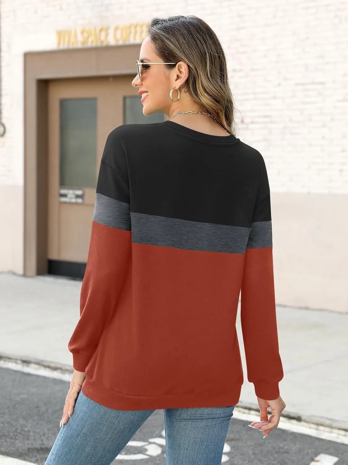 Womens Long Sleeve Shirts Half Zip Sweatshirts Quarter Zipper Fall Tops Pullover