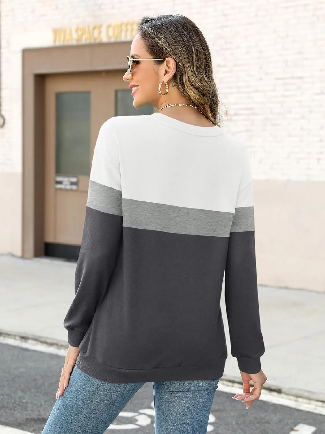 Womens Long Sleeve Shirts Half Zip Sweatshirts Quarter Zipper Fall Tops Pullover