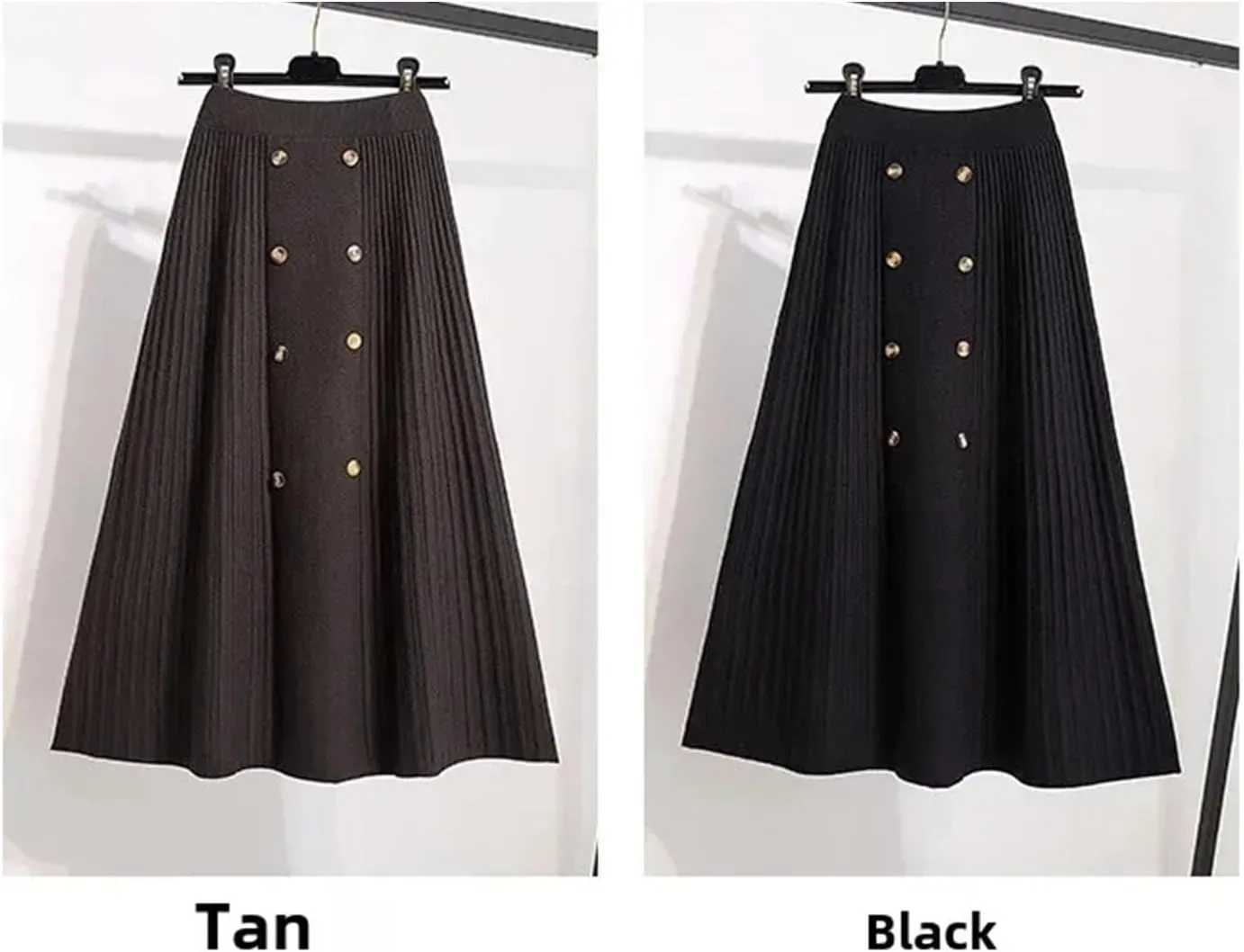 Women's Medium-Length Knit Skirt A-Line Pleated Skirt Loose Fitting Skirt