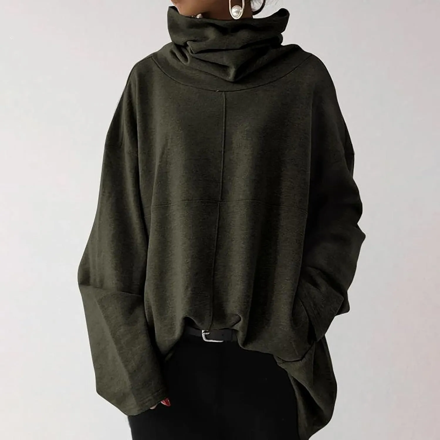 Women's Oversized Sweatshirts 2024 Cowl Neck Casual Loose Fit Hoodies Fall Trendy Pullover Long Sleeve Tunic Top