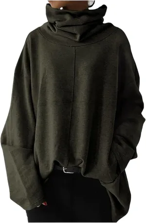 Women's Oversized Sweatshirts 2024 Cowl Neck Casual Loose Fit Hoodies Fall Trendy Pullover Long Sleeve Tunic Top