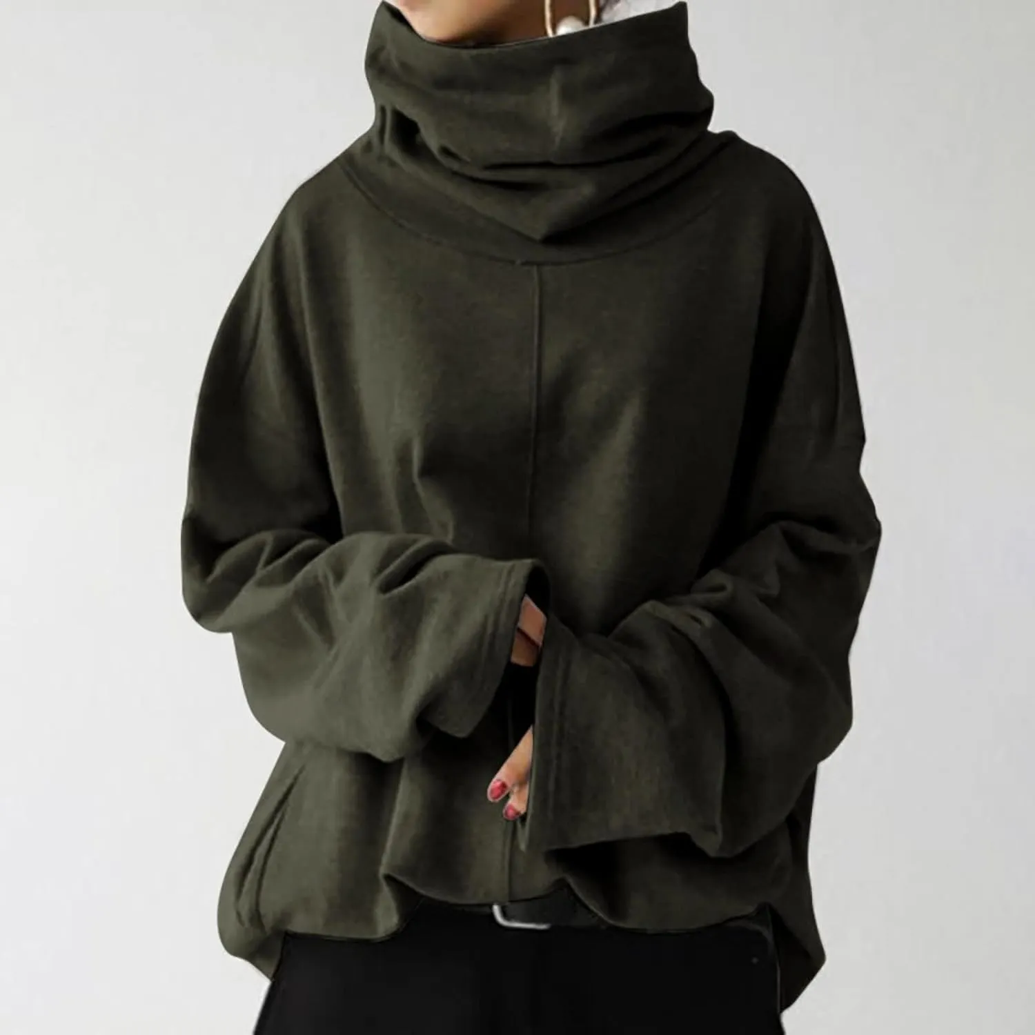 Women's Oversized Sweatshirts 2024 Cowl Neck Casual Loose Fit Hoodies Fall Trendy Pullover Long Sleeve Tunic Top