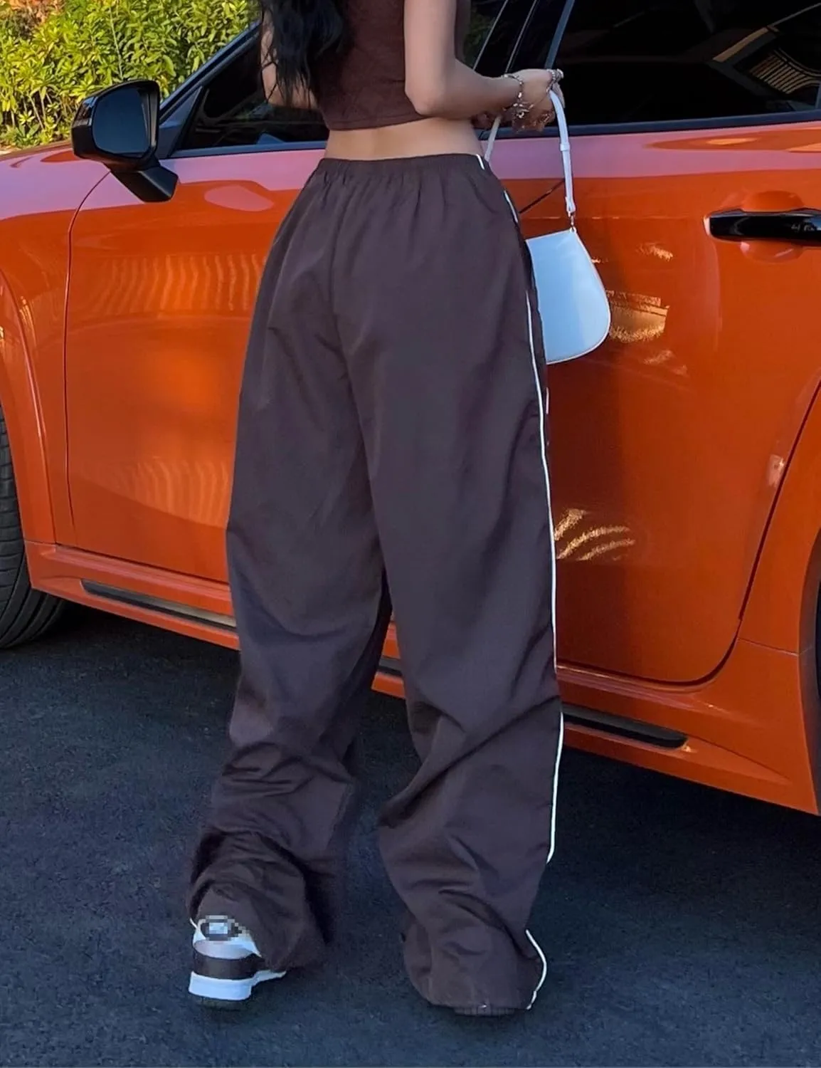 Womens Parachute Pants Y2k Baggy Wide Leg Track Pants Elastic Waist Jogger Sweatpants Hiking Pants Trousers 
