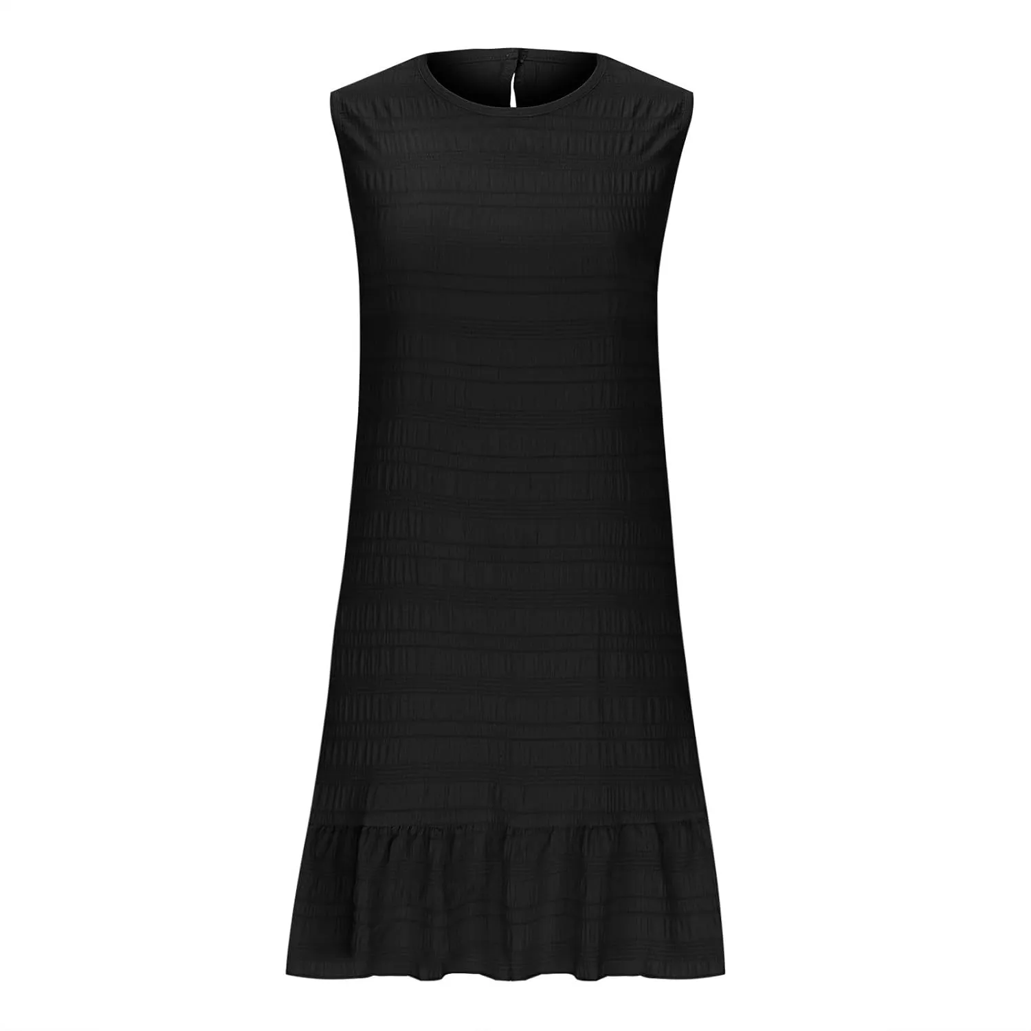 Women's Ruffle Hem Sleeveless Tank Dress Round Neck Casual Smock Summer Mini Dresses 2025 Casual Loose Sundress