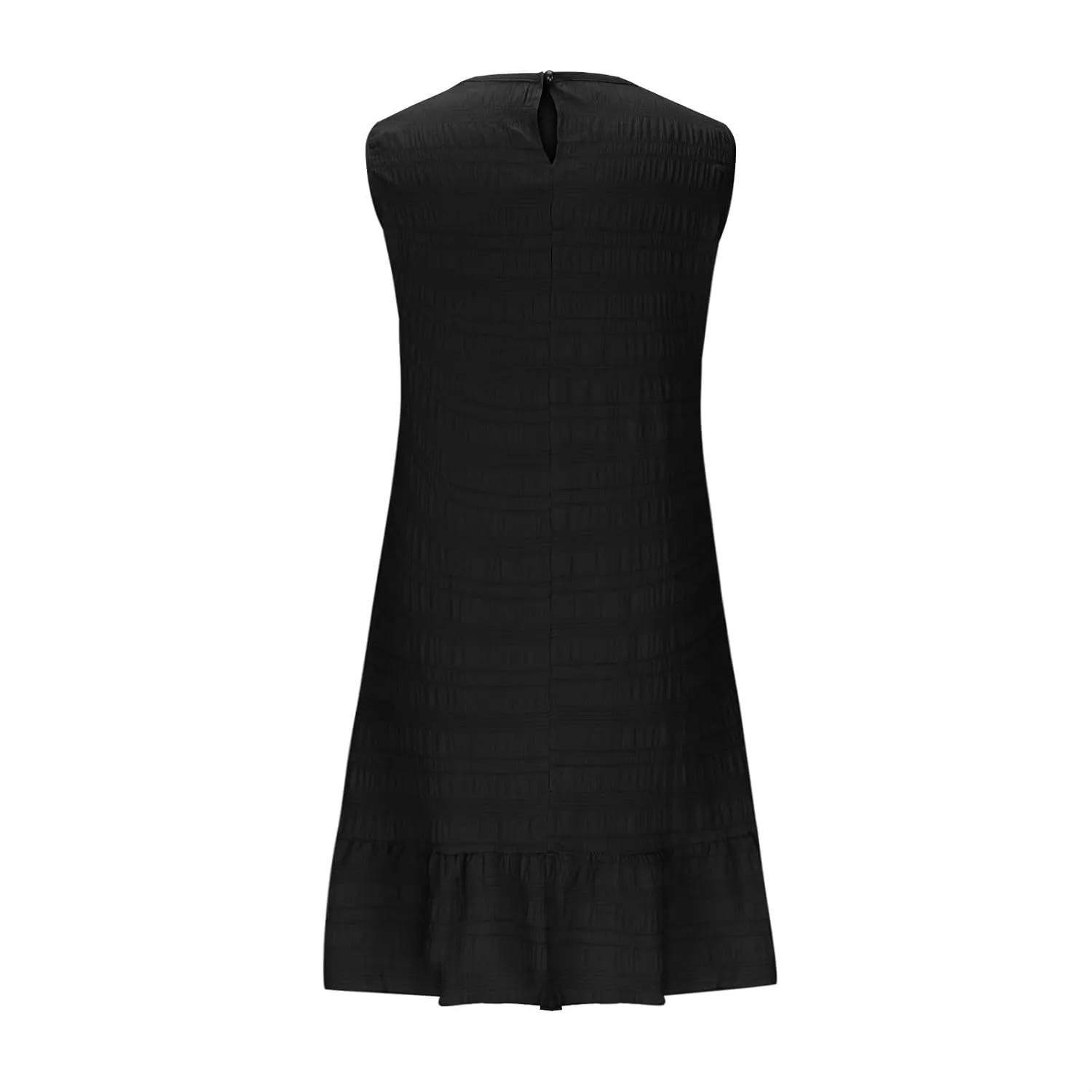 Women's Ruffle Hem Sleeveless Tank Dress Round Neck Casual Smock Summer Mini Dresses 2025 Casual Loose Sundress