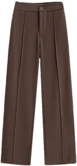 Women's Solid Color Slit Trousers High Waist Wide Leg Pants Loose Elastic High Waist Suit Pants