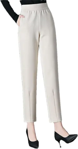 Women's Spring-Autumn Harem Pants Fashion Elastic High Waist Casual Pants Loose Large Size Mother's Trousers