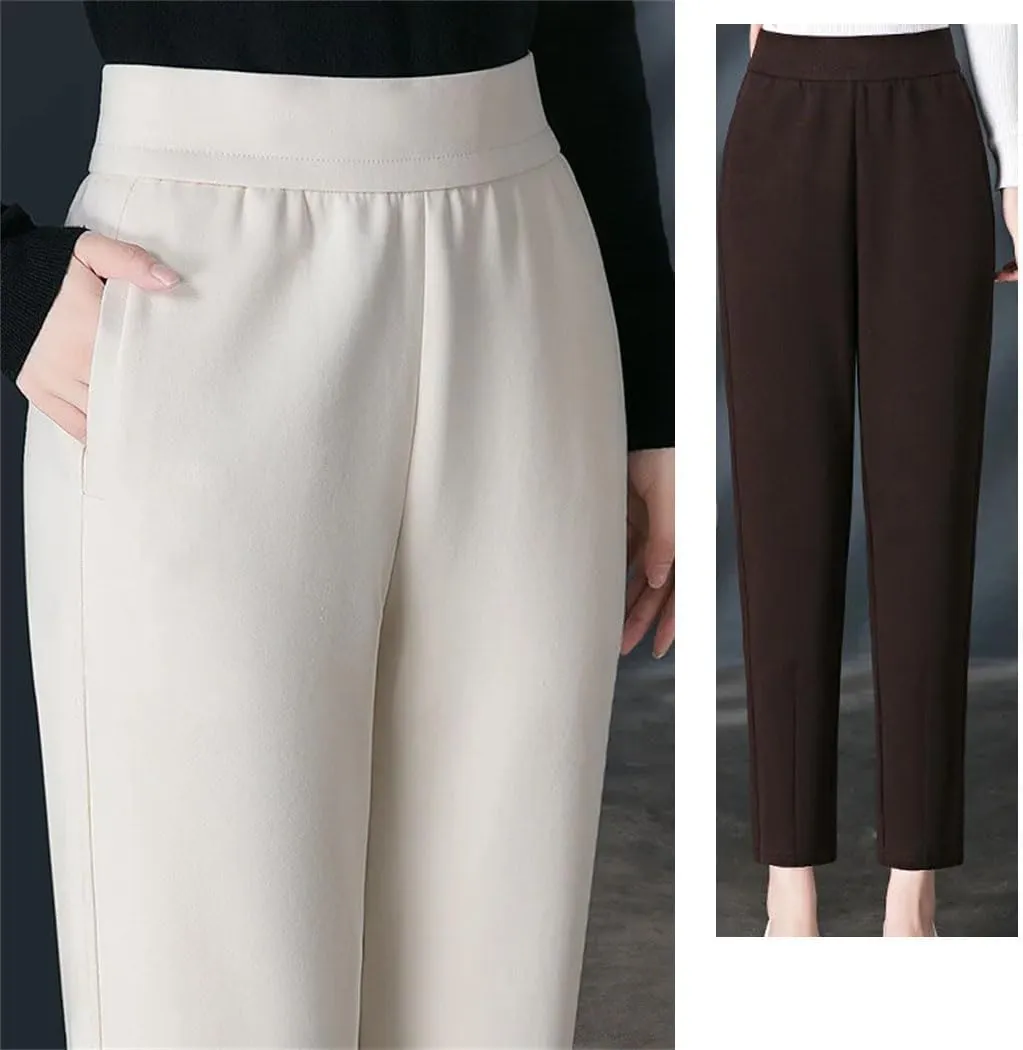 Women's Spring-Autumn Harem Pants Fashion Elastic High Waist Casual Pants Loose Large Size Mother's Trousers