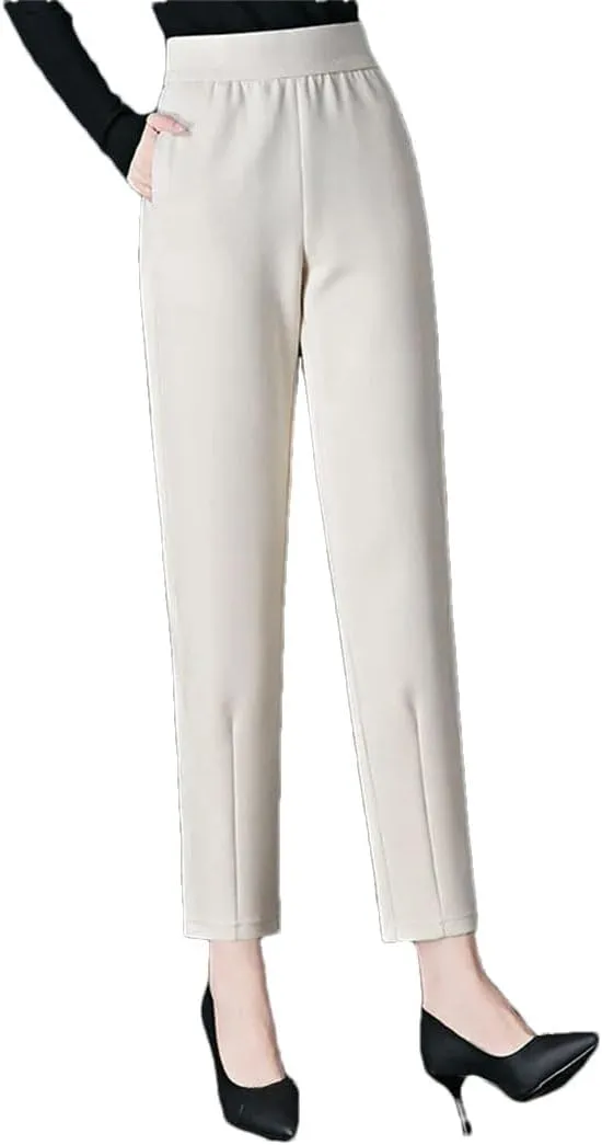 Women's Spring-Autumn Harem Pants Fashion Elastic High Waist Casual Pants Loose Large Size Mother's Trousers